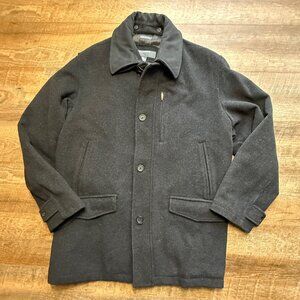 Vintage Perry Ellis Portfolio 90s Italian Wool Blend Overcoat Sz XL Dark Gray